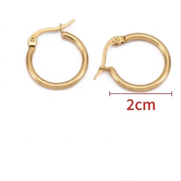 Gold Plated Stainless steel hoops - Picture 2 of 3